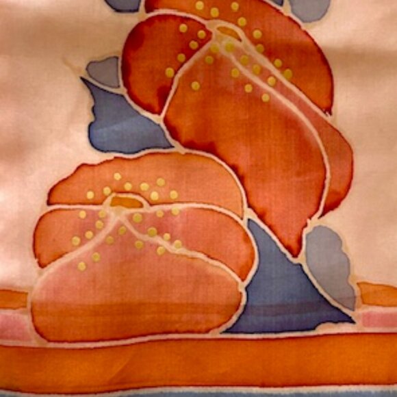 Pink silk scarf with print at the ends - Picture 3 of 5